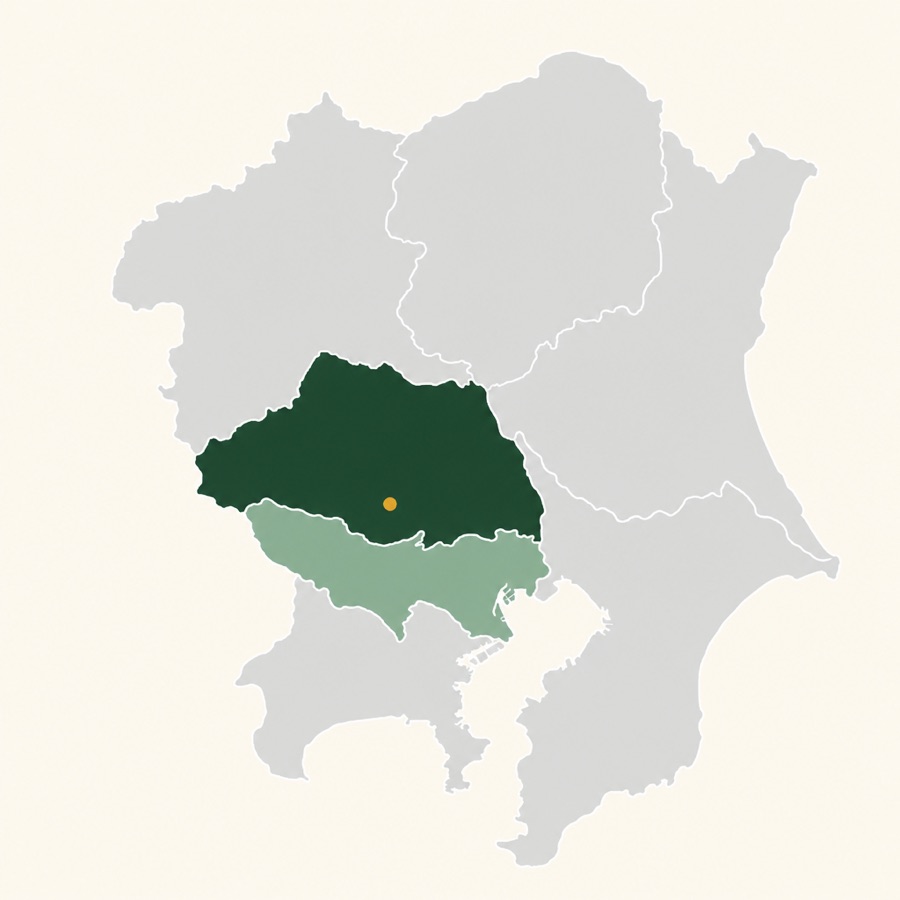 埼玉県と東京都を塗り分けた対応エリアの地図